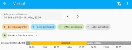 Ich habe sogenannte Detektoren definiert: Sie identifizieren Zustände, zum Beispiel, ob ich am Computer surfe oder zocke. So lassen sich zum Beispiel Betriebsstundenzähler anlegen.