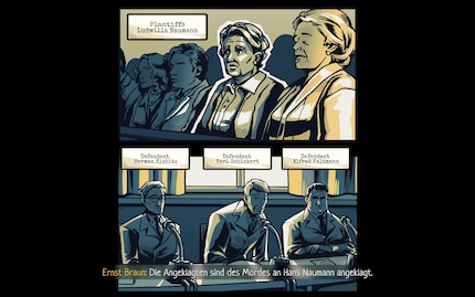 During the first case, I bring charges against three Nazi criminals for the murder of Hans Naumann.
