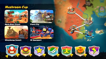 In the cup selection, you can see part of the world map and where the race will take you.