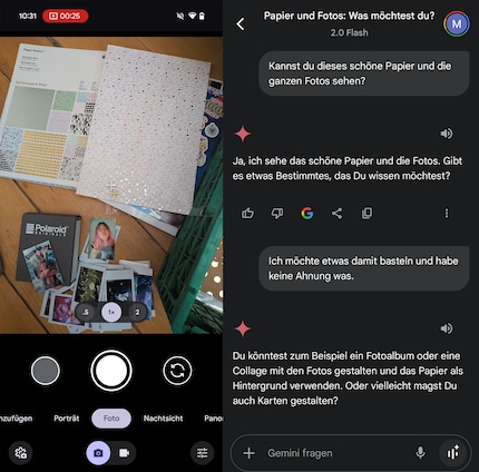 Gemini Live kombiniert Objekte für Ideen zu meinem nächsten Bastelprojekt.