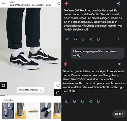Dank der Inputs von Gemini Live kann ich meinen Kleiderschrank nach passenden Stücken durchforsten.