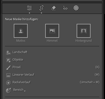 The masking tool now has a landscape entry. The rest remains as before.