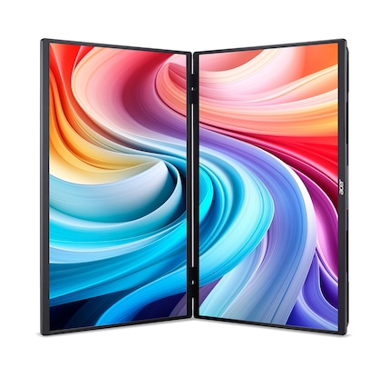 Auf den Produktbildern sind der Acer PD163QT und Acer PD243Y E nicht zu unterscheiden. Sie lassen sie aber in jedem Fall auch hochkant hinstellen.