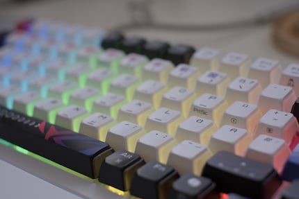 The keycaps let light out on three sides.