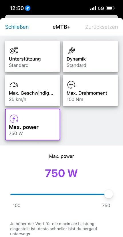 Maximale Unterstützung bis 100 Nm, 750 W und 400 Prozent.