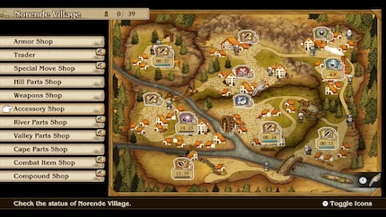 Neue Waffen und Items erhalte ich unter anderem in einem Minispiel, in dem ich ein zerstörtes Dorf in Echtzeit wiederaufbaue.