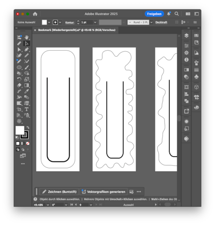 Für diese simplen Zeichnungen benutze ich Adobe Illustrator, …