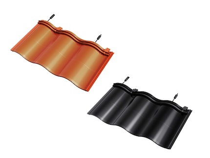 The tile modules with solar cells are available in two colours.