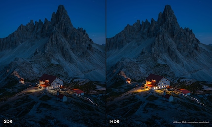 An illustration to show how HDR looks on a compatible display compared to SDR.