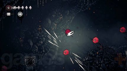 Bounding over those red flowers requires a lot of precision.