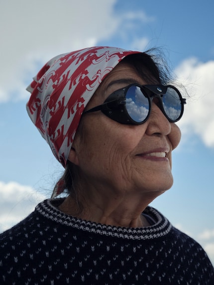 Die japanische Bergsport-Pionierin Michiko Imai beim Fotoshooting an der Eiger Nordwand.