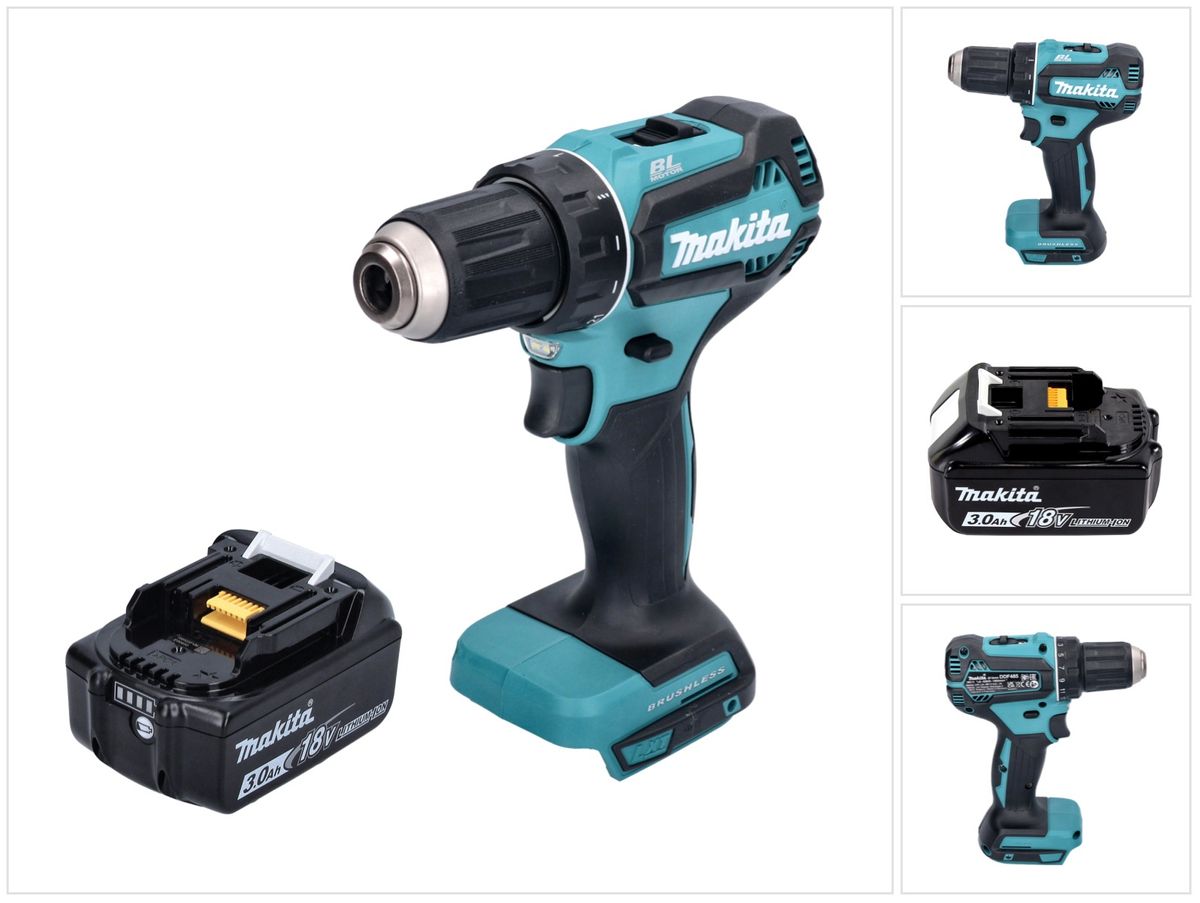 Makita DDF 485 F1 cordless drill driver 18 V 50 Nm Brushless 1x battery 3.0 Ah without charger Rechargeable battery operated Galaxus