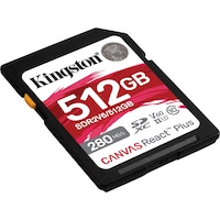 Kingston 512GB Canvas React Plus SDXC UHS-II 280R/150W U3 V60 for Full HD/4K (SDXC, 512 GB, U3, UHS-II)