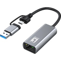 LevelOne Adapter USB-C -> RJ45 10/100/1000, USB-A 3.0     gr (USB-C, USB, RJ45 2.5 Gigabit Ethernet (1x))
