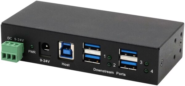 Exsys 4 Port USB 3.2 Gen 1 HUB Metall-Gehäuse, inkl. USB 3.0 Kabel, Din ...