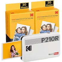 Kodak MINI 2 RETRO P210RW60 PORTABLE INSTANT PHOTO PRINTER BUNDLE 2.1X3.4 WHITE