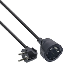 InLine Strom-Verlängerung Schutzkontakt Stecker gewinkelt / Buchse, schwarz, 3 (3 m, CEE 7/4)