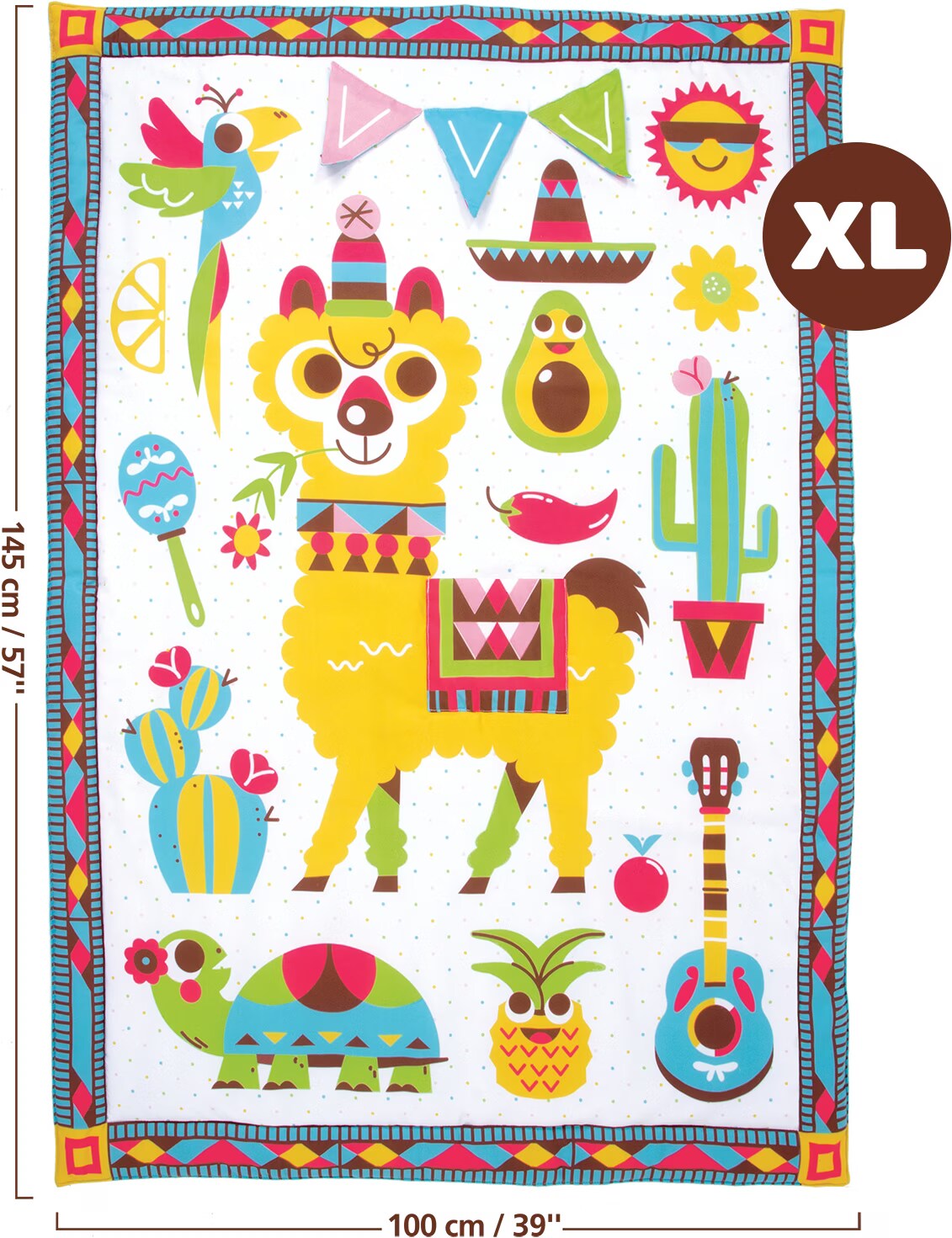 YOOKIDOO Fiesta Playmat To Bag – Tappetone Da Gioco 145x100 Cm Lavabile, Con Sonagli E Specchio, Per Neonati